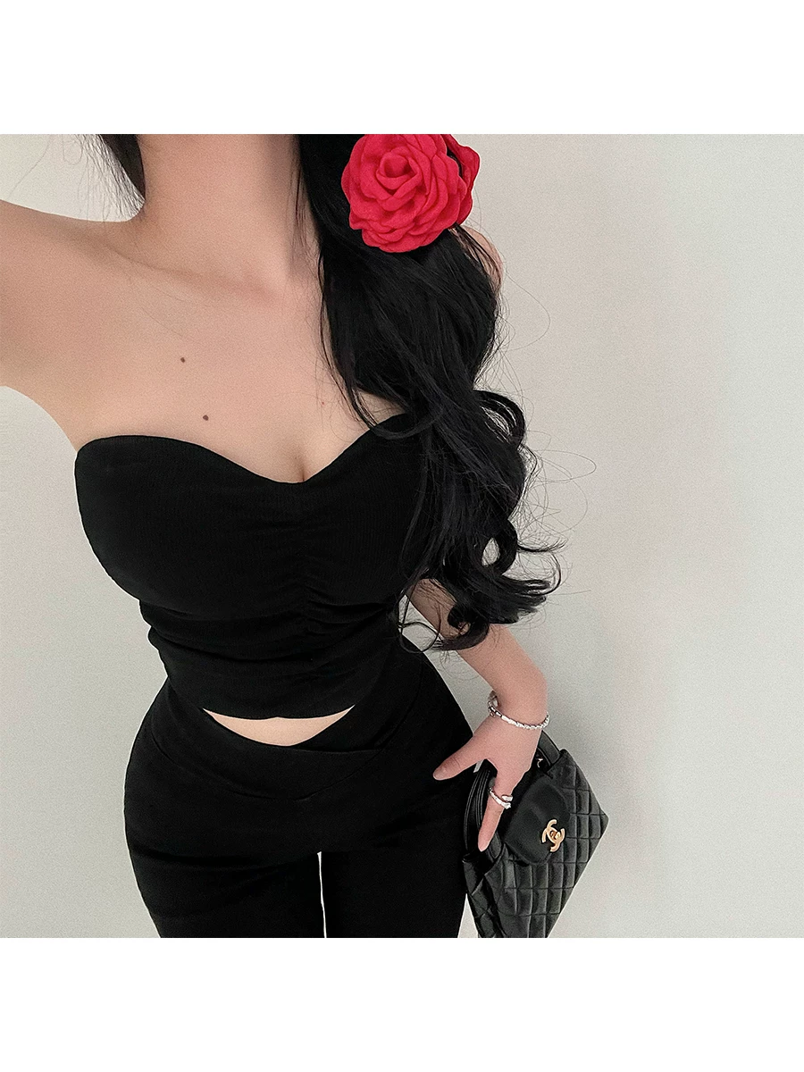 YoungGirlDay khao khát thuần khiết hot girl gợi cảm hở lưng ôm sát cơ thể áo ống ngắn có đệm ngực hợp thời trang