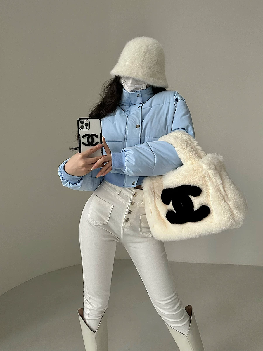Áo khoác cotton ngắn ấm áp có cổ đứng thời trang YoungGirlDay dành cho nữ