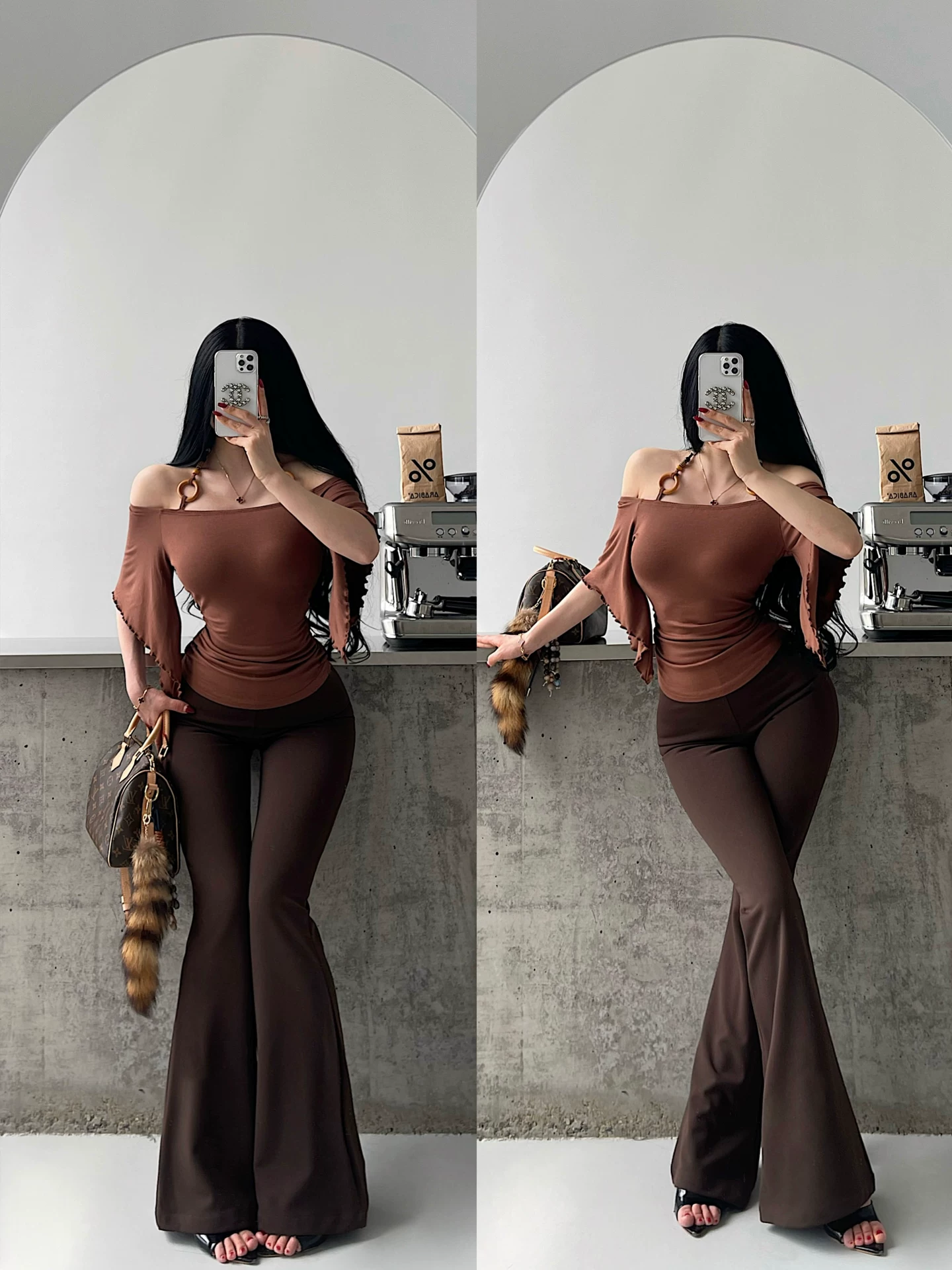 YoungGirlDay vintage pure Desire một bên vai xếp nếp, tay áo cánh dơi thon gọn eo, dây buộc đính cườm, áo dây buộc cổ