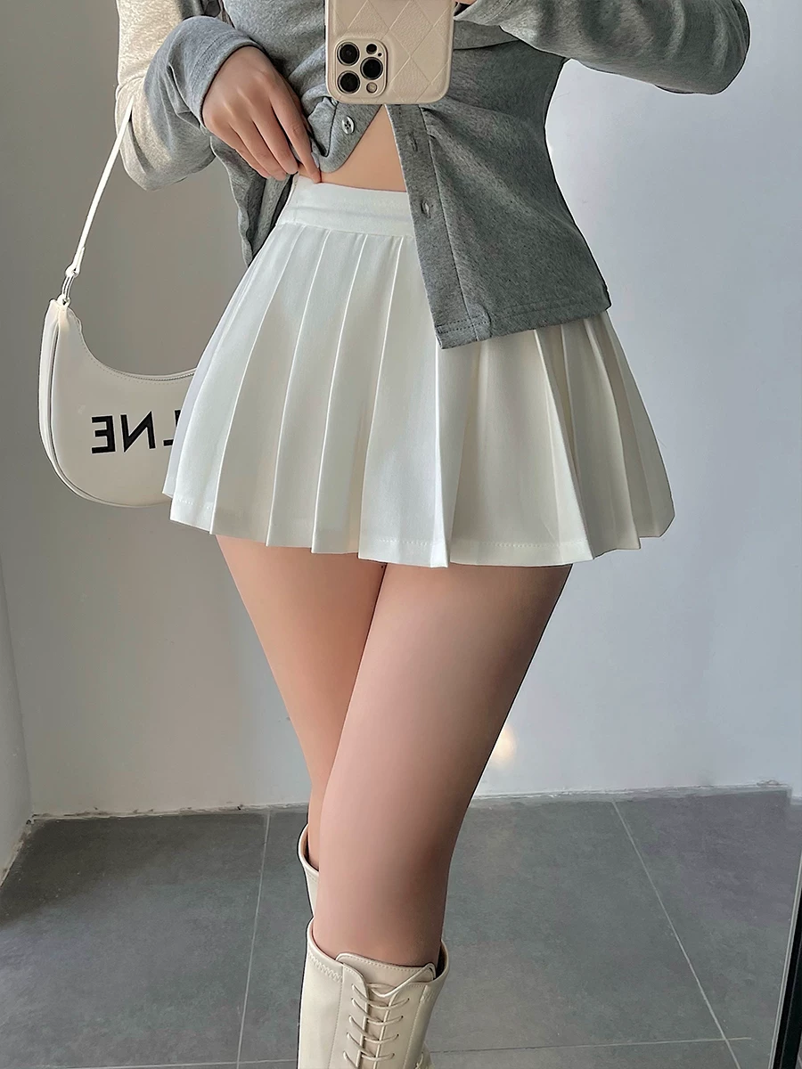 YoungGirlDay váy xếp ly eo cao gợi cảm kiểu chữ A có quần short an toàn chống lộ váy ngắn
