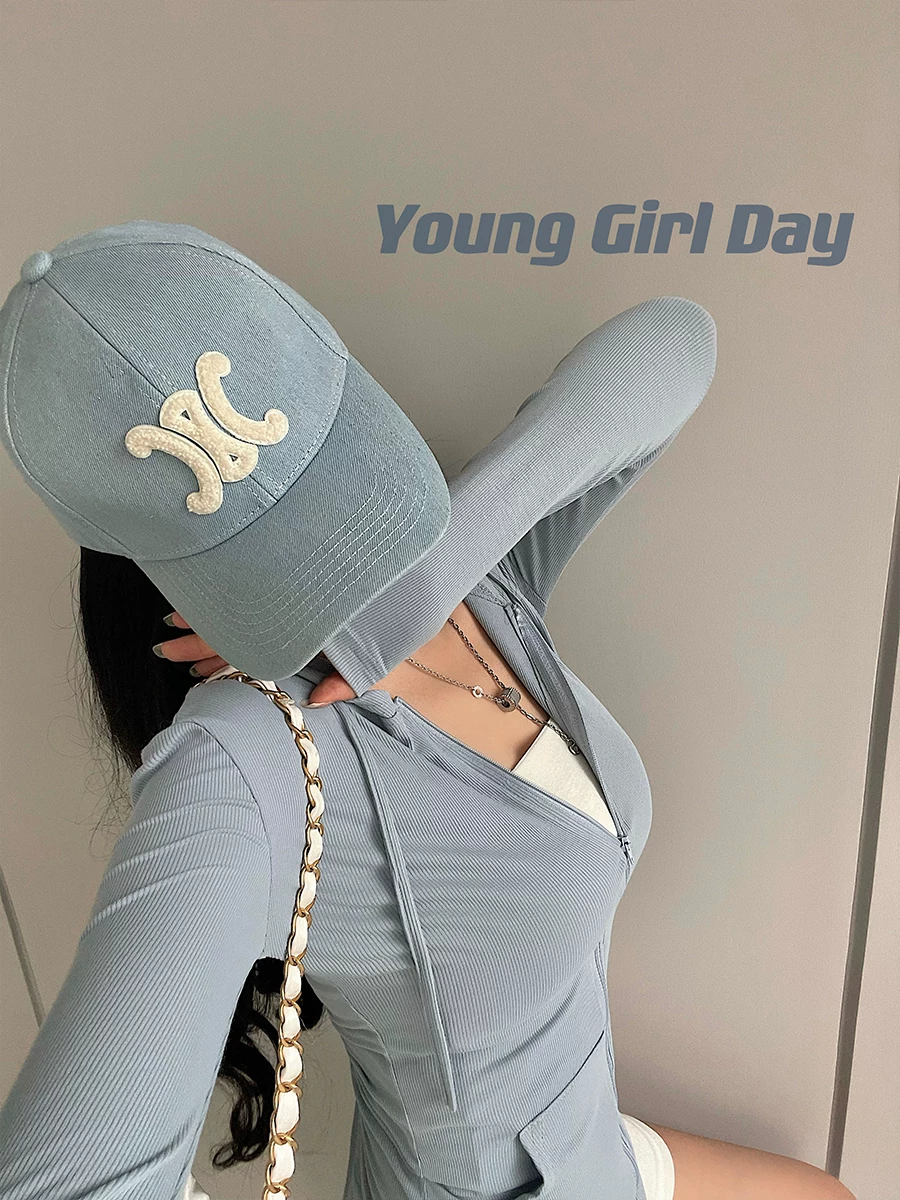 YoungGirlDay khao khát thuần khiết gợi cảm có mũ trùm đầu dây rút vừa vặn áo khoác cardigan dài tay có khóa kéo siêu mỏng áo khoác chống nắng