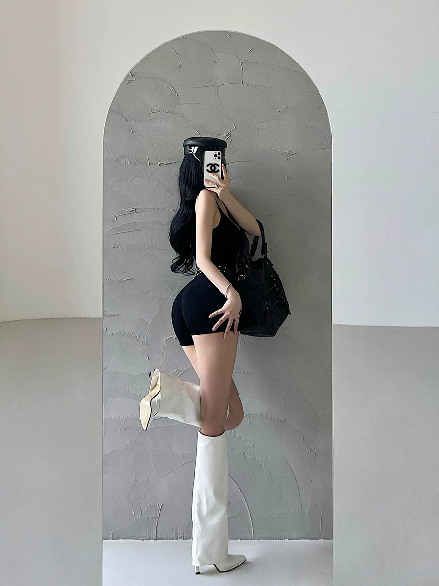 YoungGirlDay Kardashian quần short áo liền quần thể thao cổ chữ U gợi cảm dành cho nữ