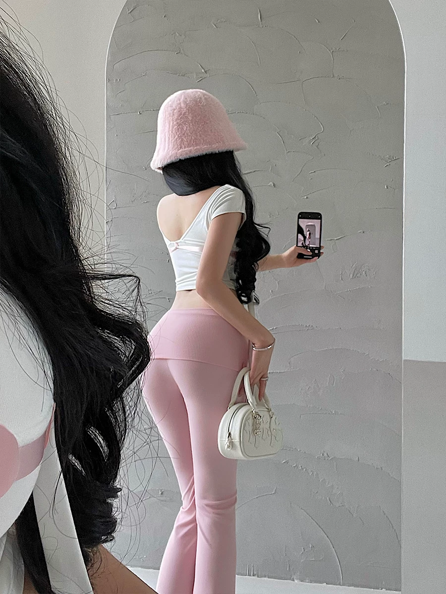 YoungGirlDay khao khát thuần khiết cô gái ngọt ngào gợi cảm cổ chữ V ôm sát cổ áo thắt nơ nơ áo thun ngắn tay