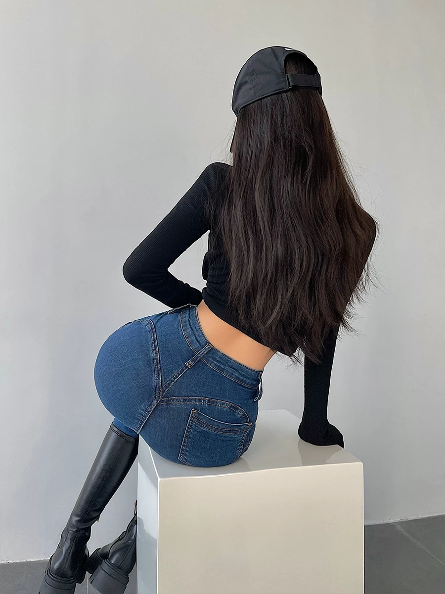 YoungGirlDay Quần dài kiểu Âu Mỹ gợi cảm cạp cao nâng mông ôm sát mông đào quần jean skinny dài