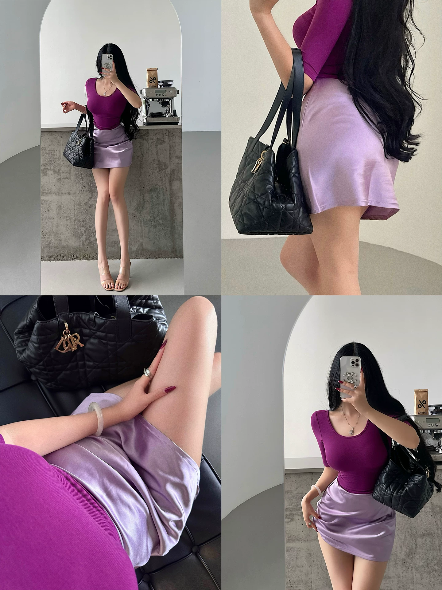 YoungGirlDay phong cách trưởng thành và gợi cảm, váy ngắn ôm sát eo cao bằng vải satin có khóa kéo bên hông.
