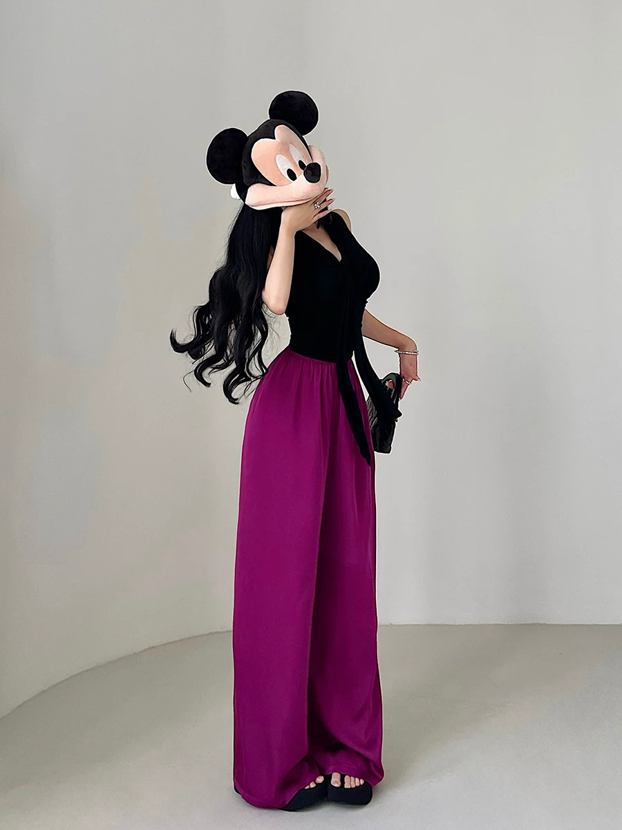 YoungGirlDay Pure Desire Sweet Girl Quần dài cạp cao dáng rộng giảm béo ống rộng quần dài đến sàn cho nữ