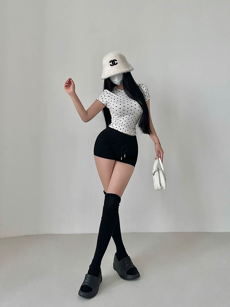 YoungGirlDay Quần short thể thao lưng cao dây rút phong cách Mỹ gợi cảm, quần short thể thao có dây rút vành rộng, quần short thể thao dành cho nữ
