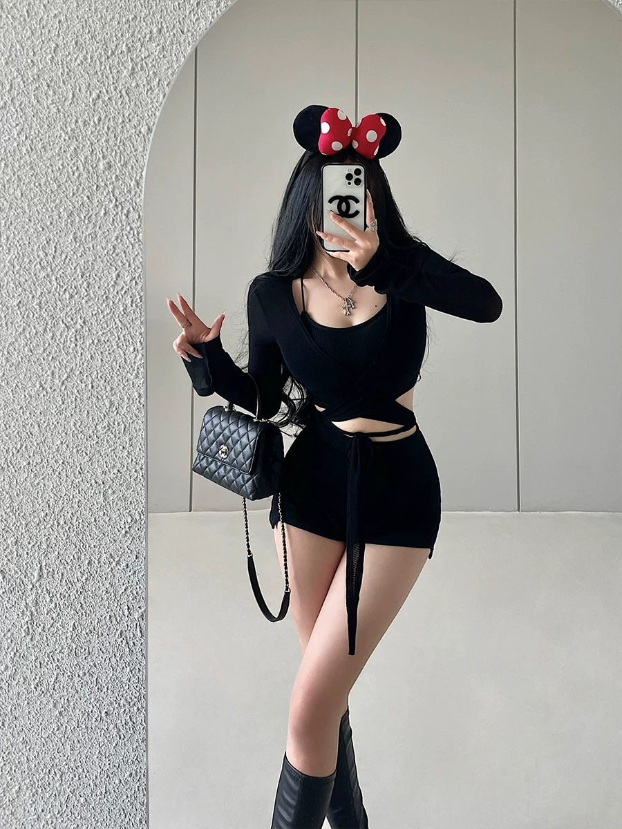 YoungGirlDay Áo cardigan dài tay in họa tiết ngựa vằn gợi cảm, dáng ôm vừa vặn, có dây buộc, chống nắng dành cho nữ