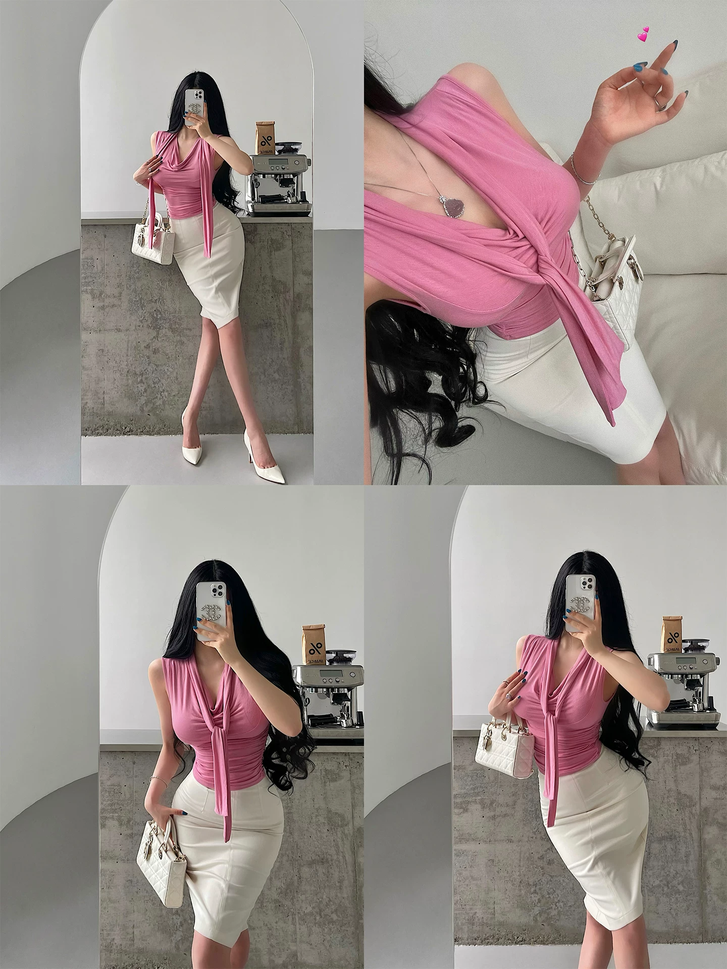 YoungGirlDay khao khát thuần khiết, gợi cảm dịu dàng, cổ áo có dây buộc, ôm sát eo, áo ba lỗ không tay