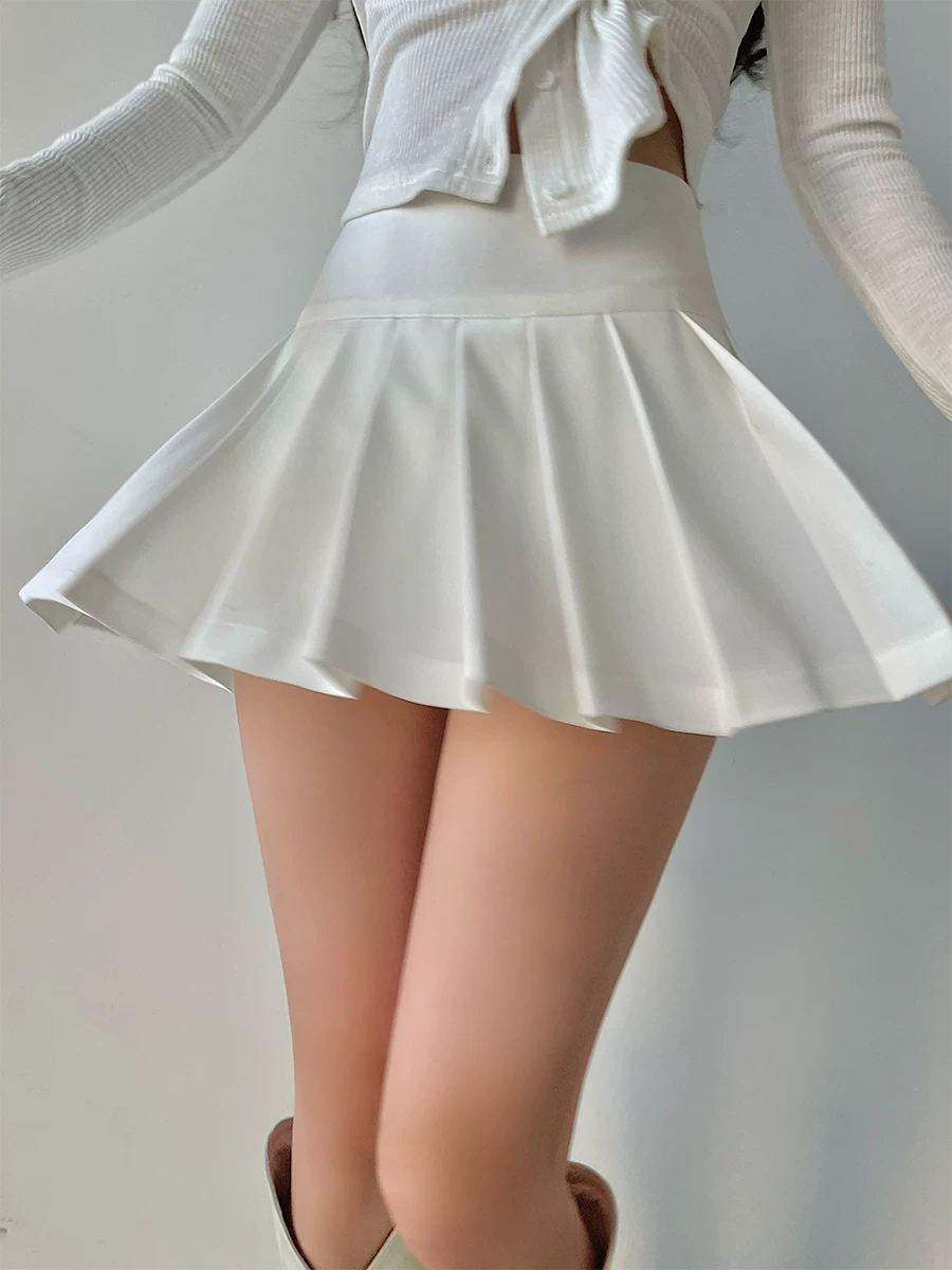 YoungGirlDay khao khát thuần khiết gợi cảm váy xếp ly chữ A eo cao chống lộ hàng, có quần short an toàn váy ngắn