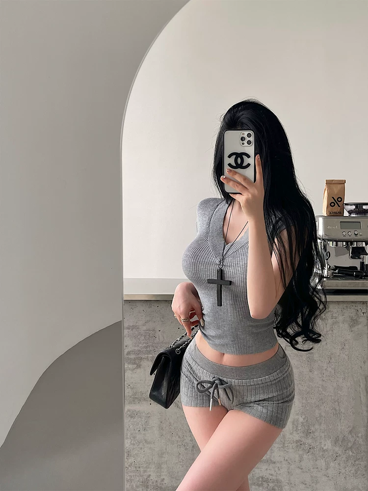 YoungGirlDay gợi cảm chân dài lưng thấp dây rút co giãn eo màu trơn thể thao quần short thường ngày quần short nóng bỏng dành cho nữ