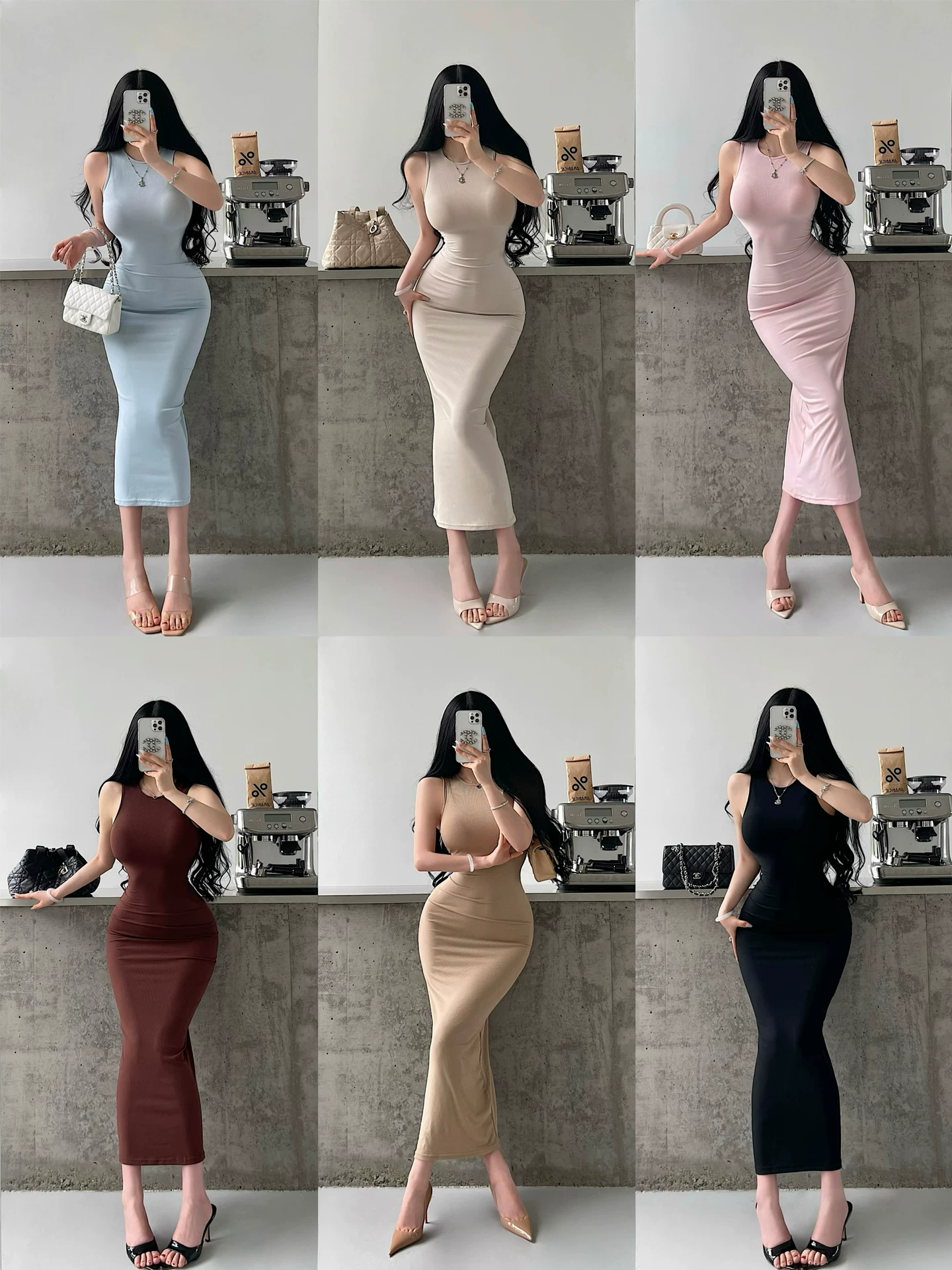 Váy liền thân ôm sát, không tay, kiểu dáng Kardashian gợi cảm, tôn dáng, dài chấm gót của YoungGirlDay.