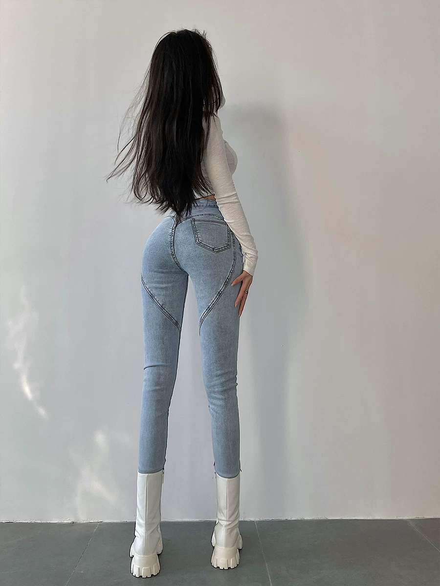 YoungGirlDay Quần dài kiểu Âu Mỹ gợi cảm cạp cao nâng mông ôm sát mông đào quần jean skinny dài