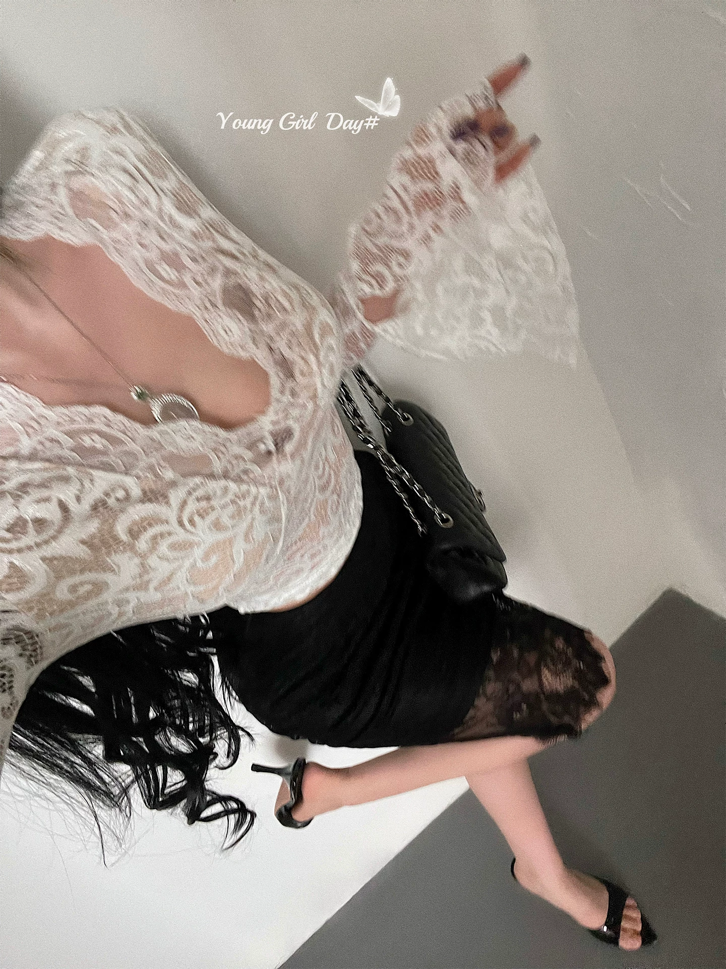 YoungGirlDay Jiangnan Beauty Pure Desire Váy ren ôm sát eo cao gợi cảm.