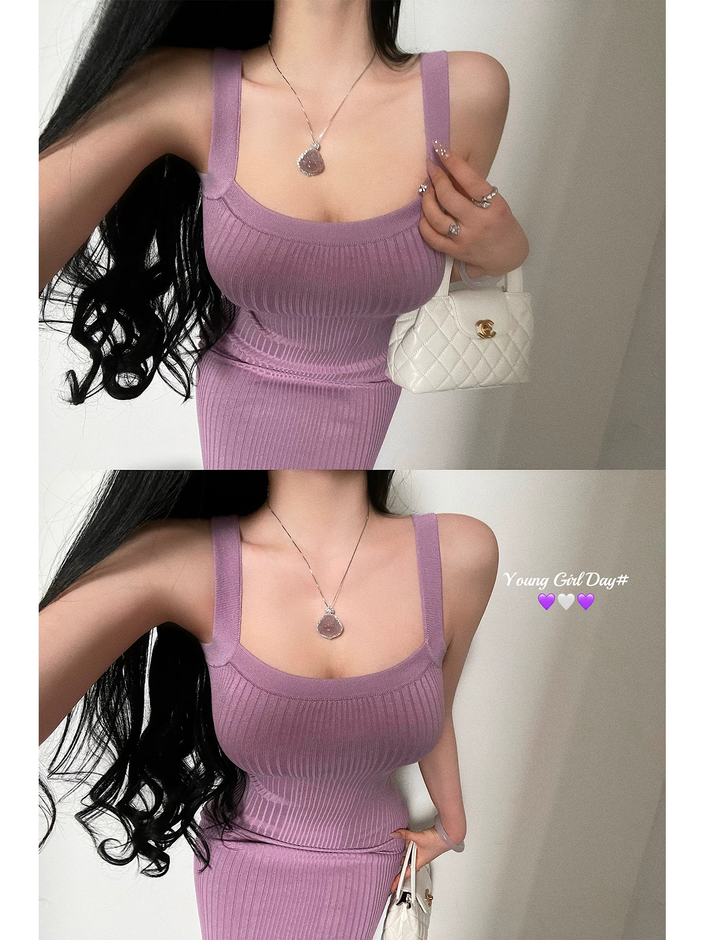 Váy liền thân ôm sát gợi cảm YoungGirlDay, thiết kế khoét lưng, chất liệu dệt kim, kiểu dáng ôm sát tôn dáng, dài ngang đùi, dây spaghetti.