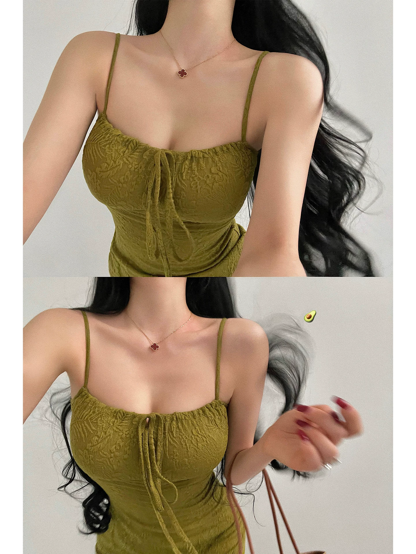YoungGirlDay retro thuần khiết khao khát gợi cảm thắt nơ thắt eo thon gọn váy chữ A có dây đeo váy ngắn