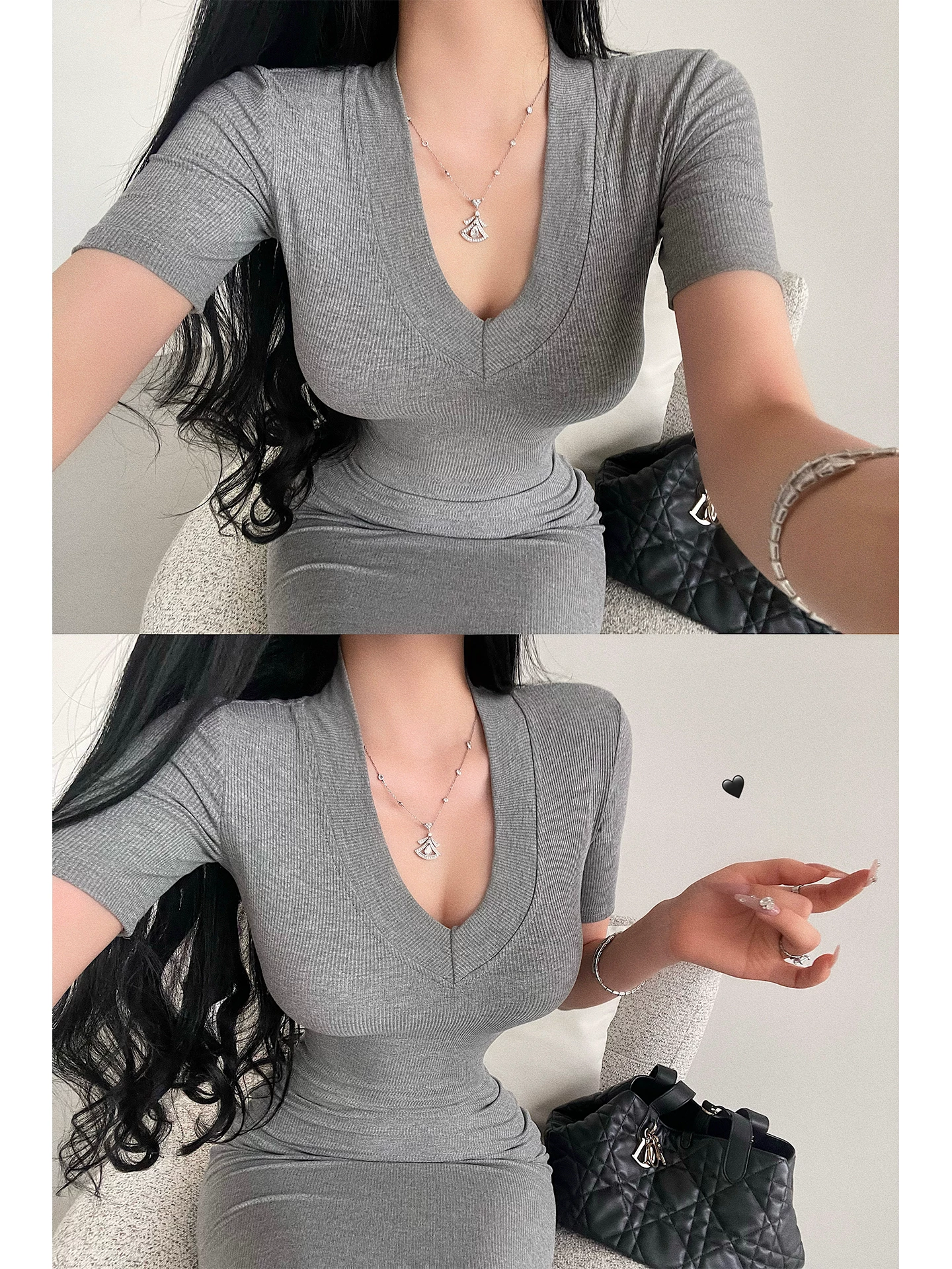 YoungGirlDay Kardashian váy đuôi cá ngắn tay ôm sát eo gợi cảm, cổ chữ V, váy dài chấm sàn