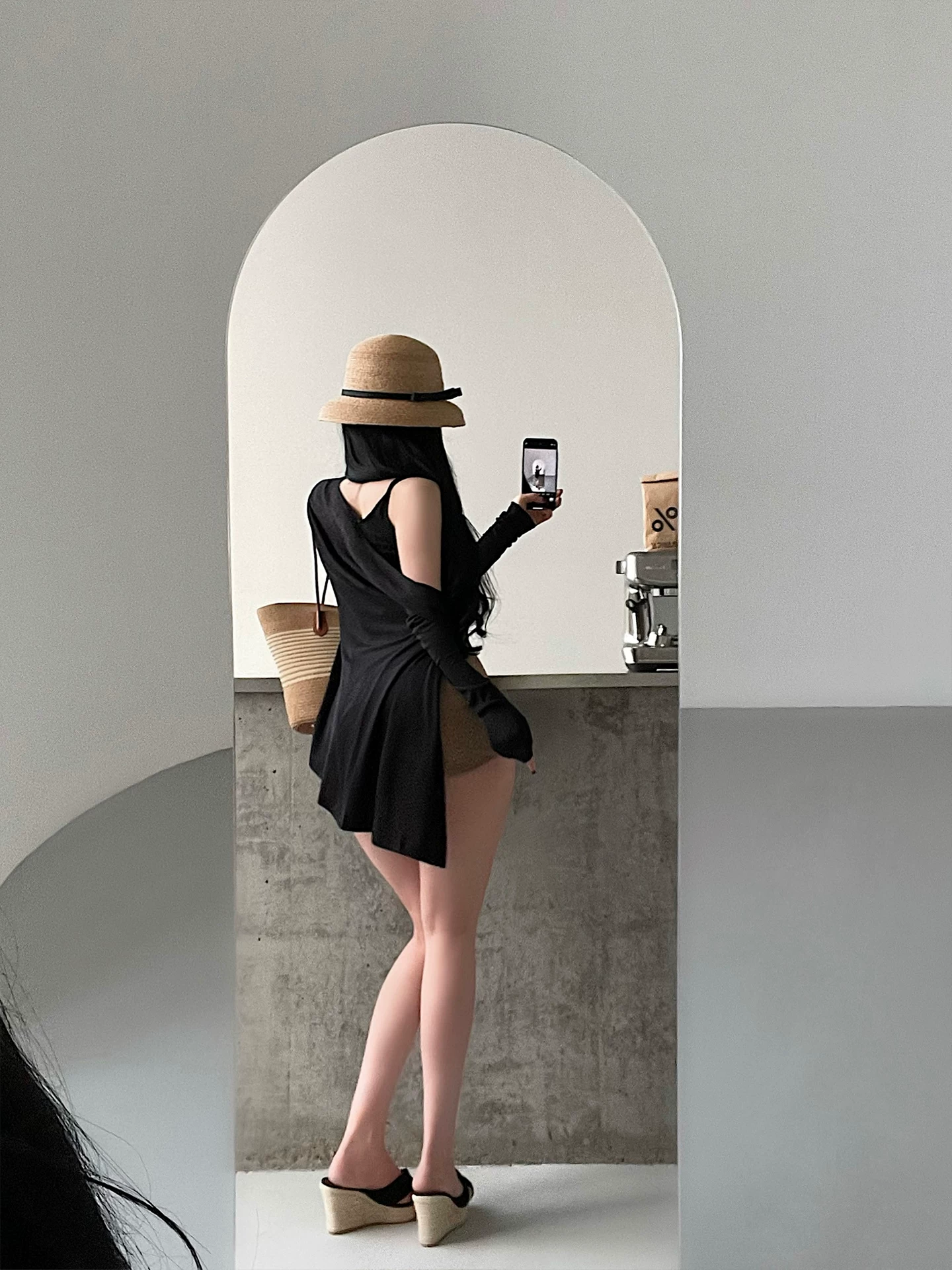 YoungGirlDay pure Desire phong cách lười biếng có viền xù áo yếm dài tay dáng rộng mỏng chống nắng bộ áo cardigan
