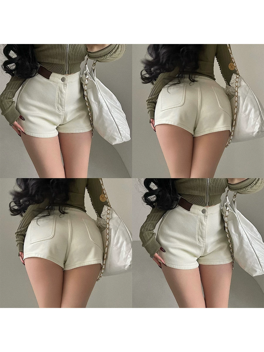 Quần short denim ống loe dày dặn lót lông cừu, cạp cao, tôn dáng, gợi cảm, phong cách YoungGirlDay, quyến rũ, nóng bỏng.