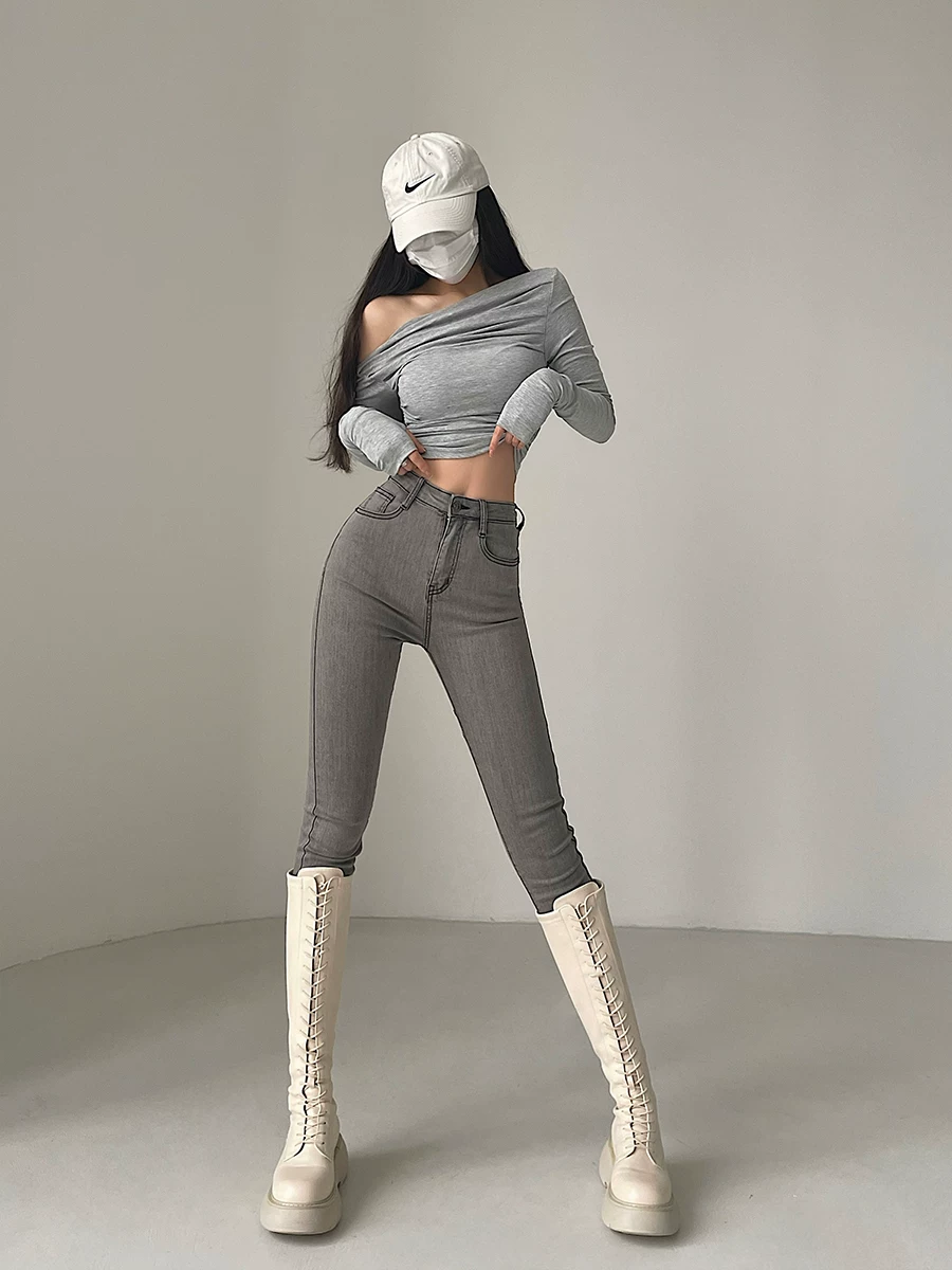 YoungGirlDay Quần dài jeans skinny co giãn ôm sát nâng mông phong cách Âu Mỹ kiểu dáng ôm sát mông đào