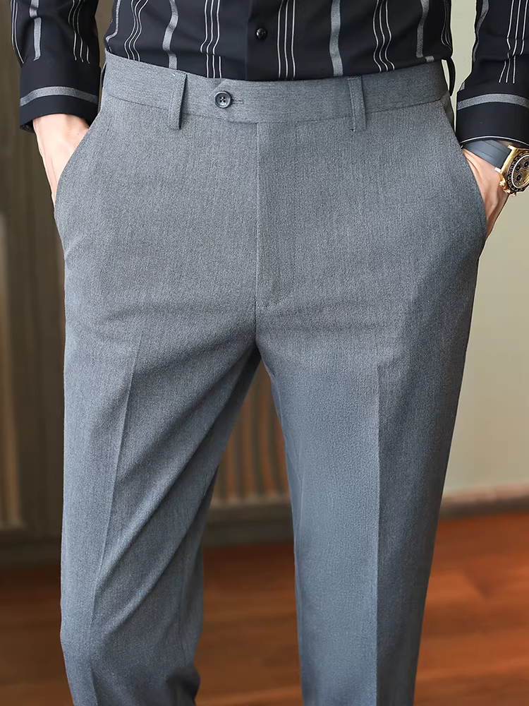 Quần âu nam, chất liệu lông cừu mùa thu đông, quần công sở cao cấp, kiểu dáng ôm body, dễ chăm sóc, chống nhăn.