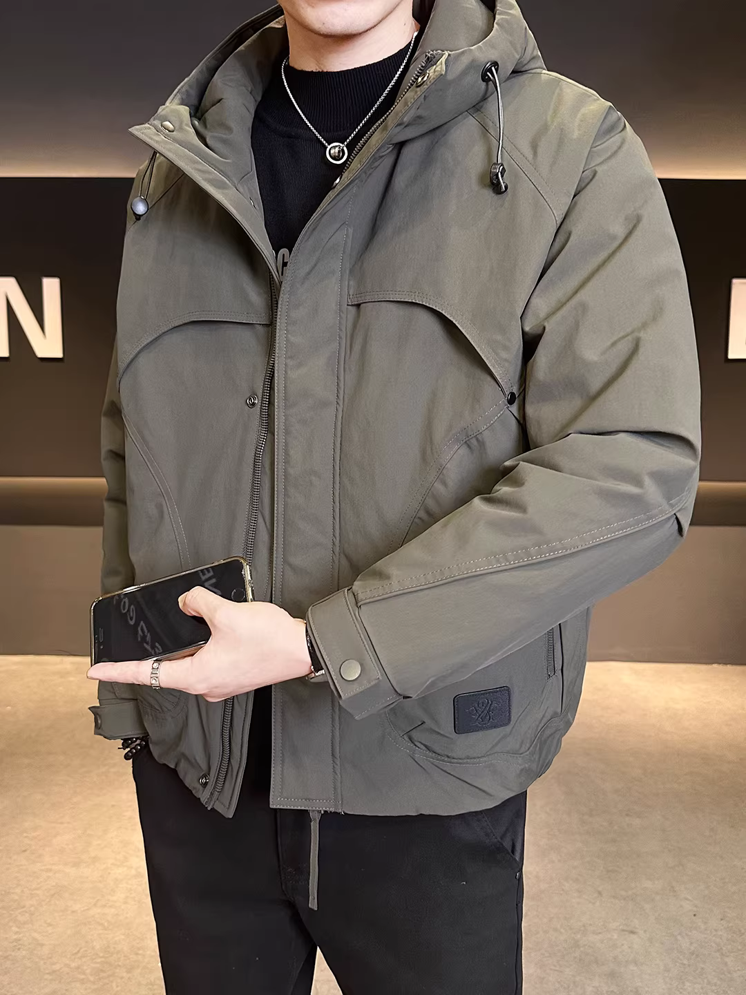 Áo khoác có mũ trùm đầu ngoài trời tiêu chuẩn quốc gia dành cho nam giới mùa đông thương hiệu hợp thời trang áo khoác bảo hộ lao động chống lạnh cao cấp