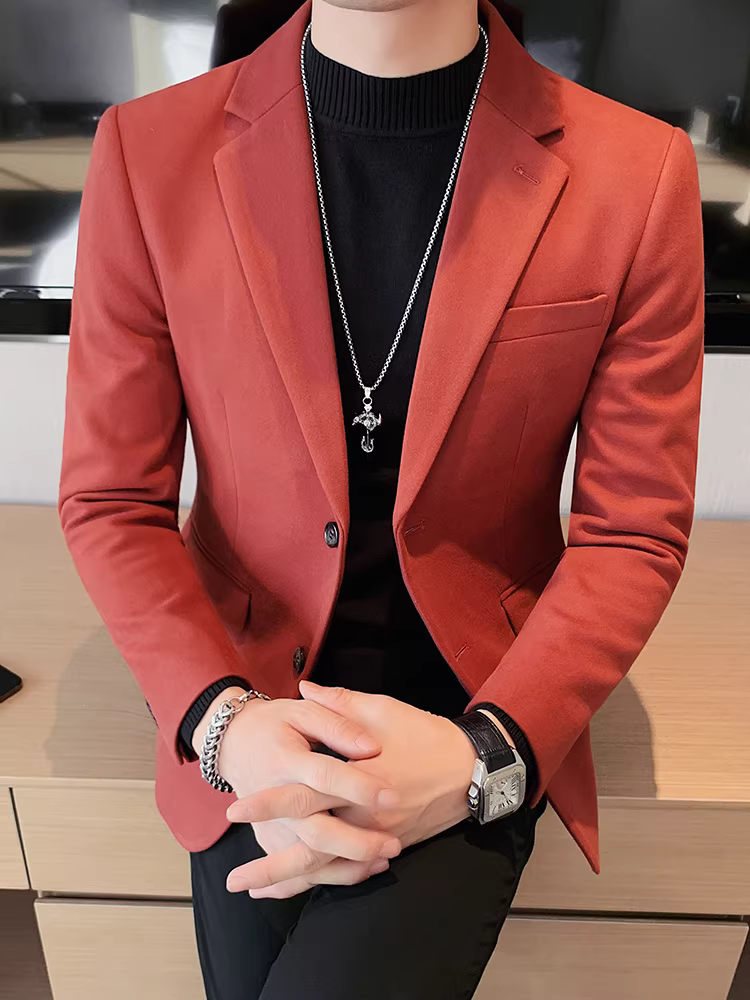 Áo khoác len nam mùa thu đông, kiểu dáng thời trang và ôm dáng, bộ vest len công sở cao cấp, phong cách Anh quốc