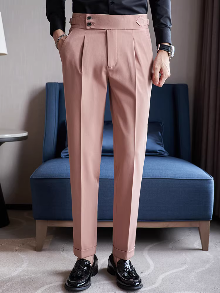 Quần âu nam Napoli cạp cao, mùa xuân thu, quần âu công sở cao cấp, quần âu dáng ôm thẳng