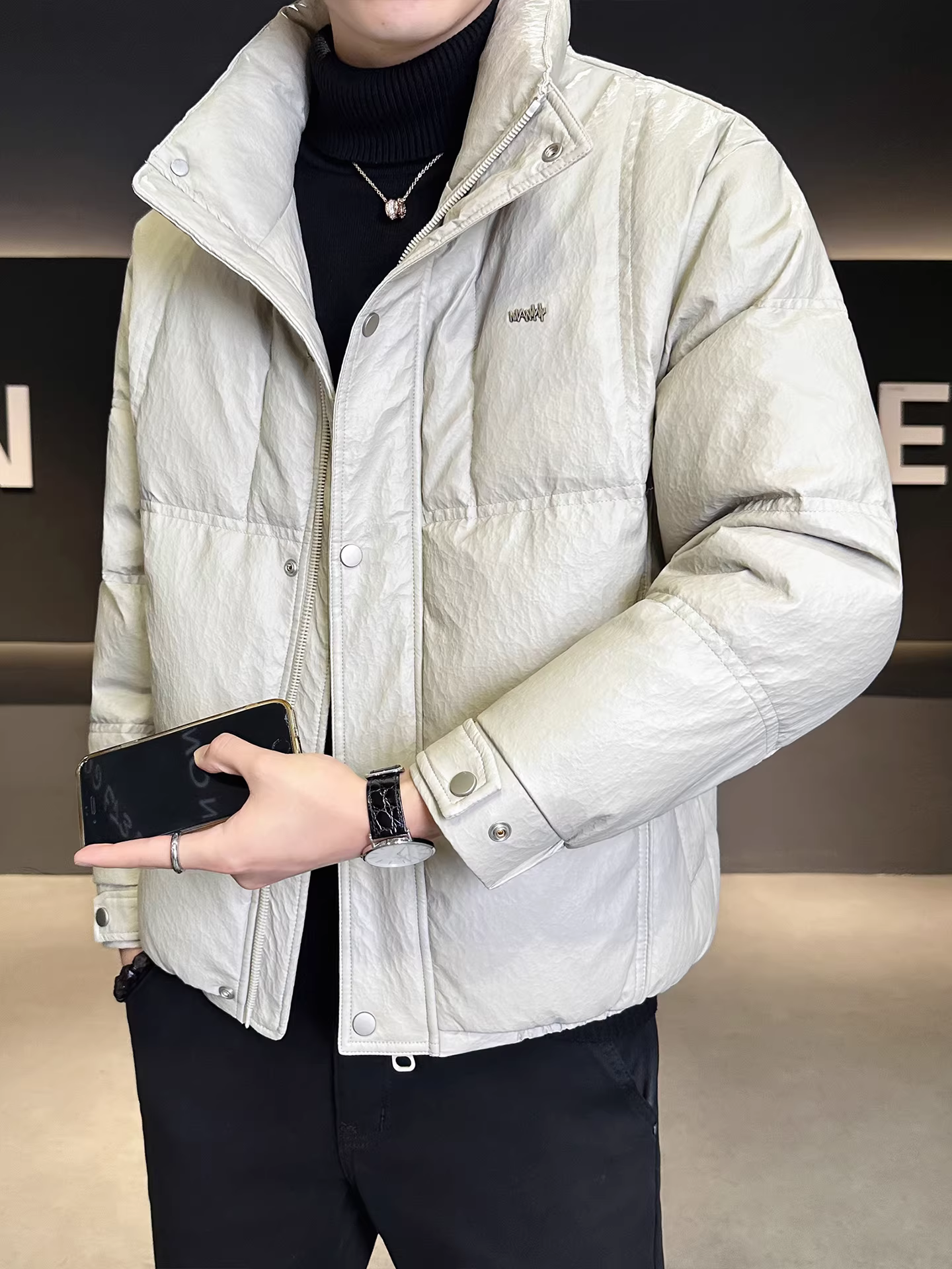 Áo khoác da PU nam, kiểu mới mùa đông 2025, đa năng, dày dặn, ngắn, chất lượng cao, áo chống lạnh.