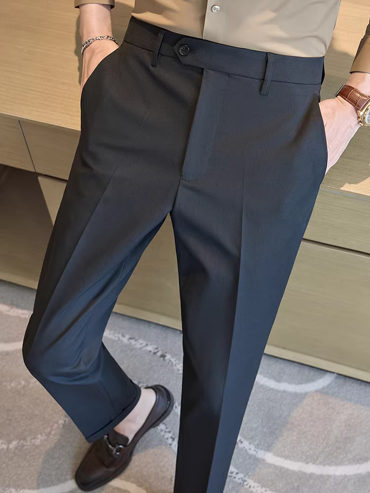 Quần âu nam cao cấp trơn màu, quần dài ôm dáng đa năng, quần âu thẳng kiểu Anh lịch sự, thanh lịch.