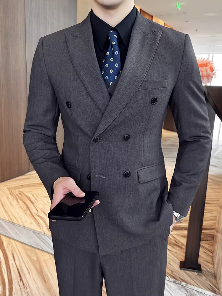 Vest nam hai hàng khuy, cao cấp, ôm dáng, thời trang, lịch sự, vest chú rể, vest ba mảnh