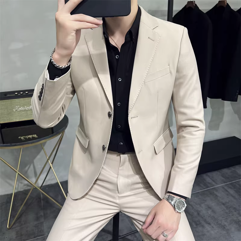 Bộ vest nam cao cấp xuân 2024 kiểu Anh phiên bản Hàn Quốc thời thượng, dáng ôm, lịch lãm, phong cách doanh nhân.