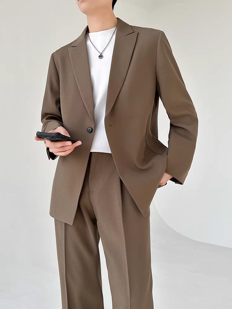 Bộ vest nam phong cách trưởng thành nhẹ nhàng, thời trang mới xuân thu, kiểu dáng rộng rãi đa năng, lịch lãm, bộ hai mảnh