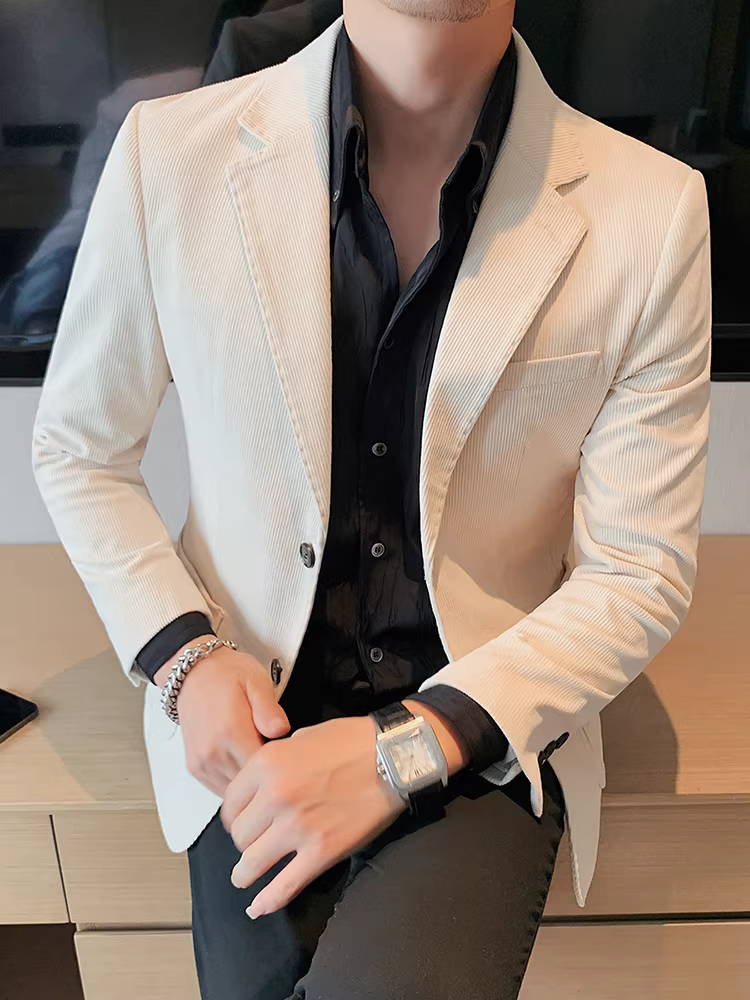 Áo vest nam chất liệu corduroy, thu đông 2025 kiểu Hàn Quốc mới, dáng ôm, thời trang, lịch sự, chống nhăn.
