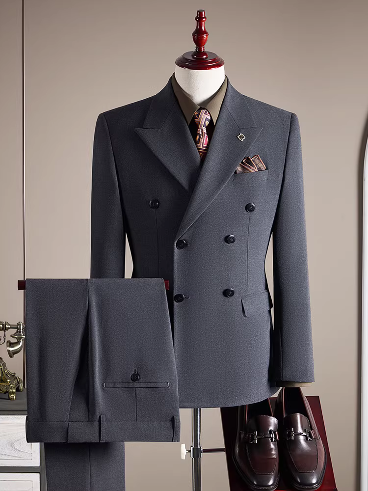 Bộ vest nam hai hàng khuy, trang phục công sở lịch sự, phù hợp đi làm, đi làm, trang phục chuyên nghiệp, vest chú rể, vest cưới, bộ ba món