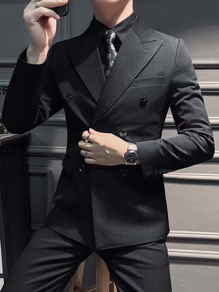 Bộ vest nam ba mảnh, kiểu dáng lịch lãm, cao cấp, ôm dáng, dành cho chú rể, phù hợp với đám cưới và người dẫn chương trình.