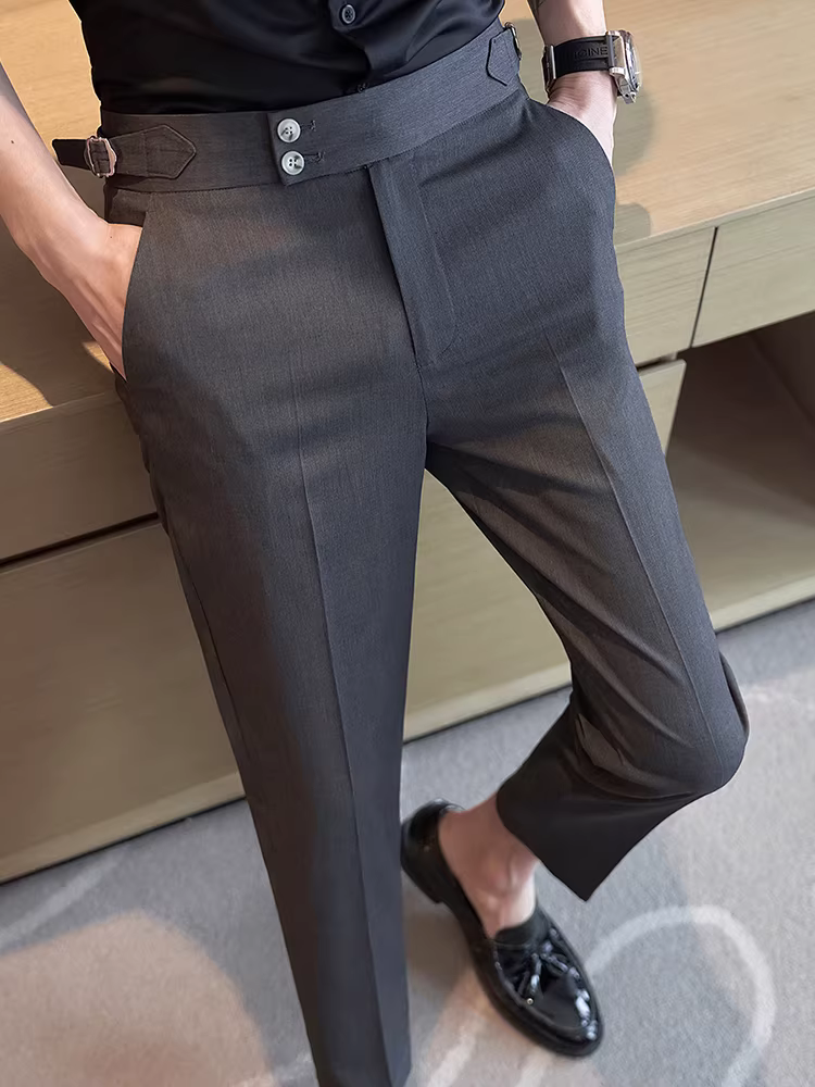 Quần âu nam Naples chín điểm, cao cấp, chất liệu cứng cáp và mềm mại, kiểu dáng ôm sát, dễ chăm sóc, chống nhăn.