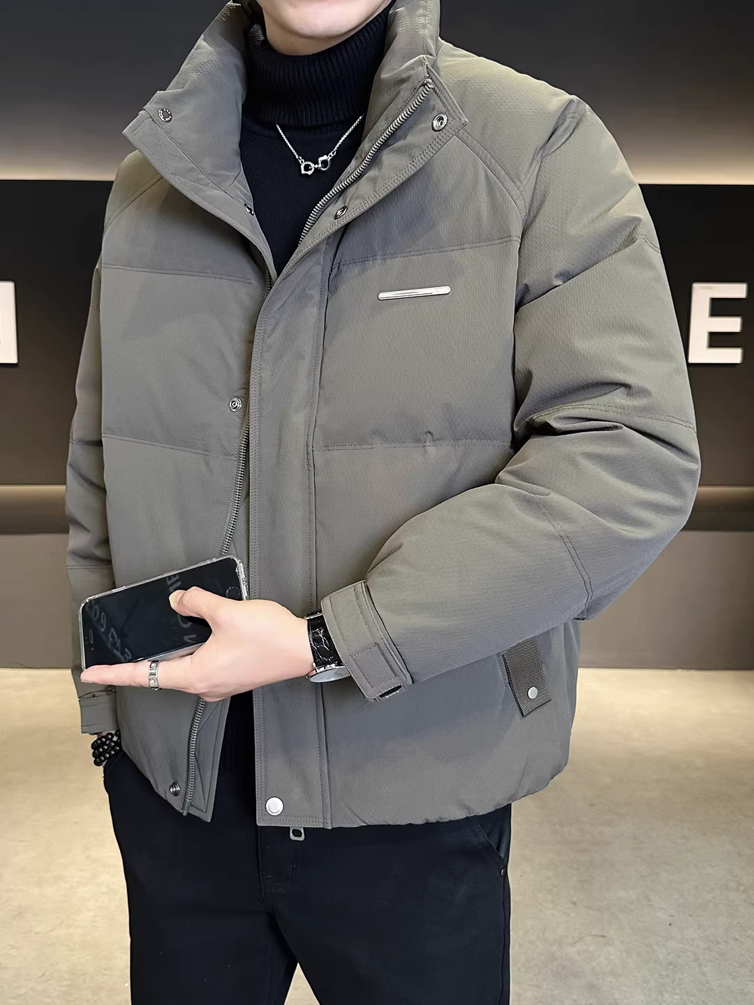 Áo khoác phao nam cổ đứng tiêu chuẩn quốc gia 50, mùa đông 2025, kiểu mới, dày dặn