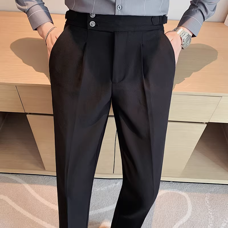 Quần âu nam Naples mùa thu, quần âu ống đứng lưng cao, dáng ôm, không nhăn, quần âu công sở