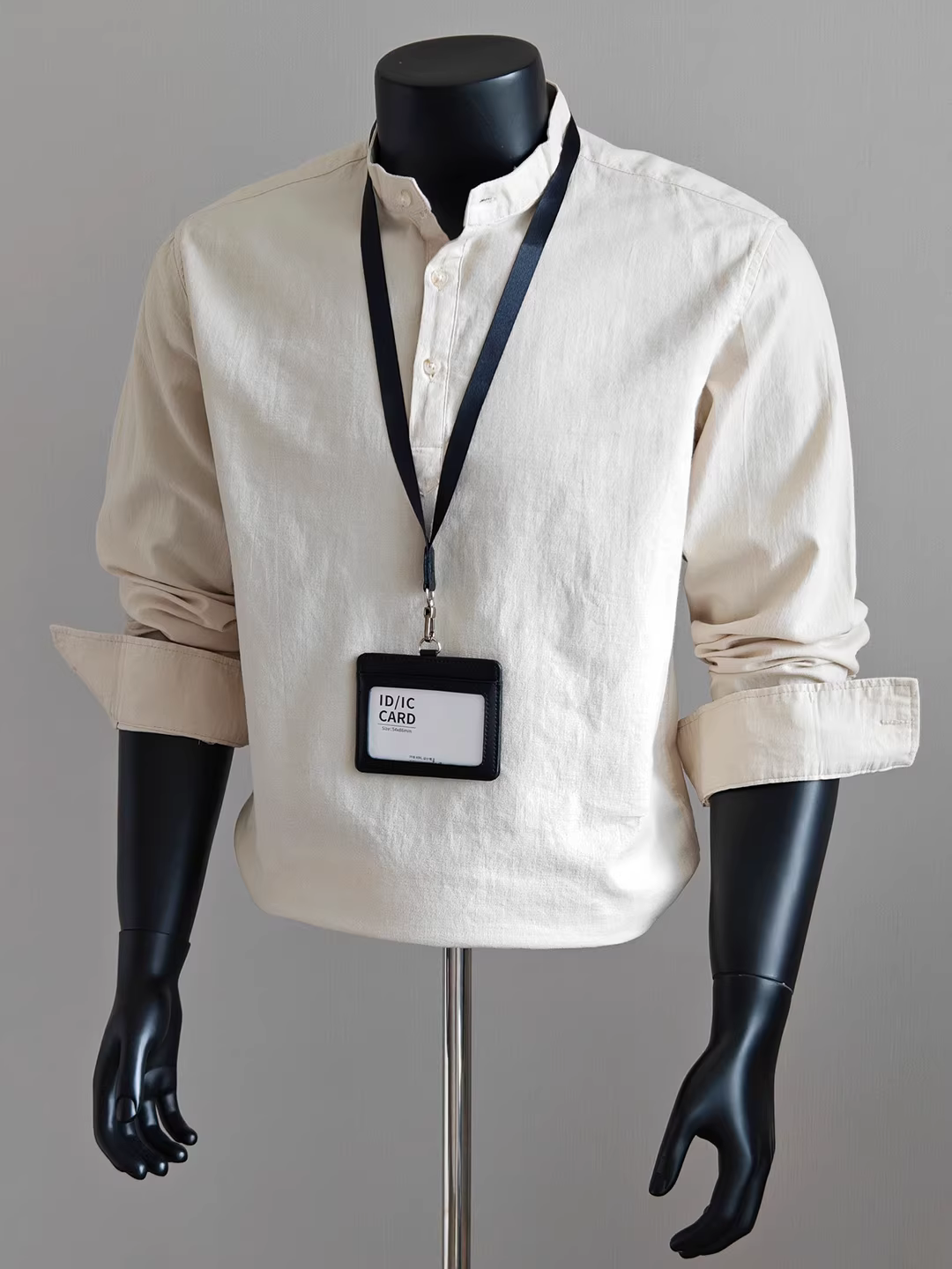 Áo sơ mi nam cổ Henry tay dài, kiểu dáng retro rộng rãi, phong cách old money, cao cấp, lịch lãm, đa năng, thích hợp cho công việc và trang phục thường ngày.