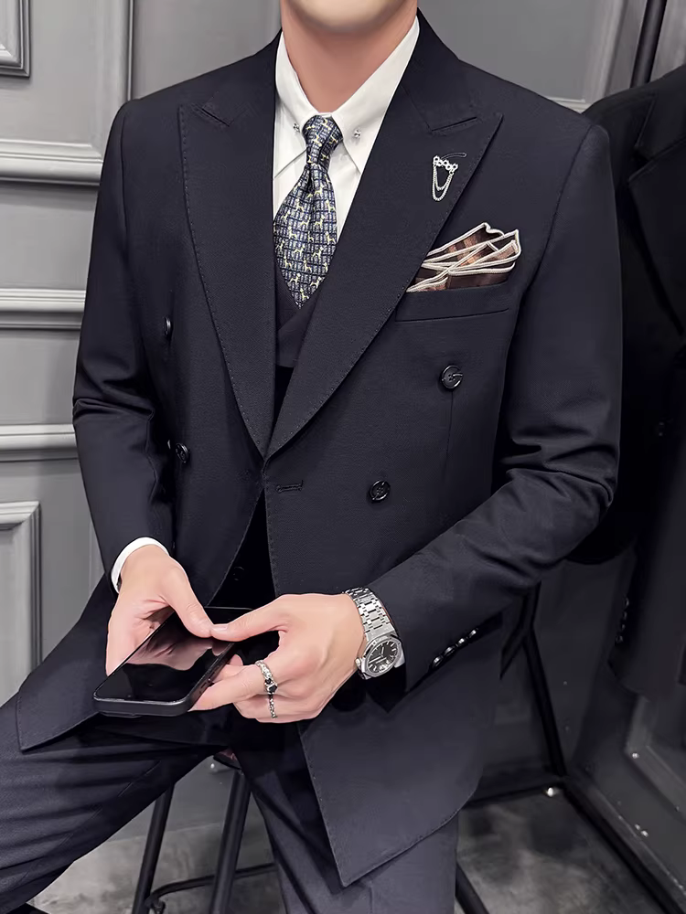 Vest nam hai hàng khuy, kiểu dáng Hàn Quốc cao cấp ôm dáng, vest cưới lịch lãm, vest công sở, vest ba mảnh