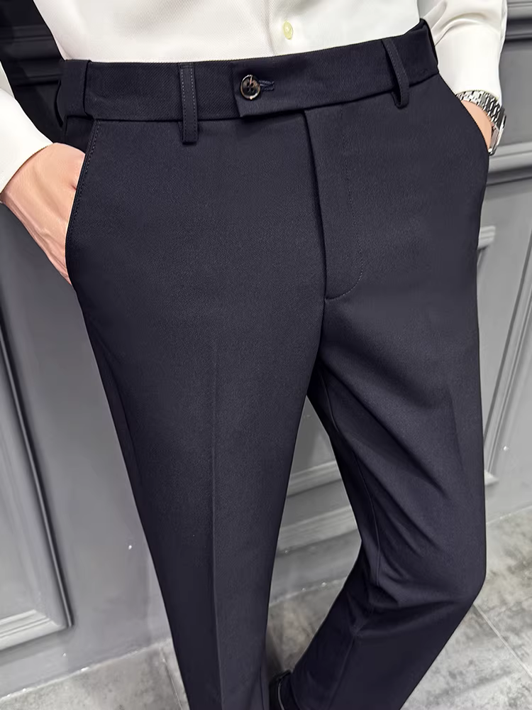 Quần âu nam lưng thun, kiểu dáng xu hướng mới mùa thu 2025, chất lượng cao, ôm dáng, kiểu dáng thanh lịch, thích hợp cho công việc.