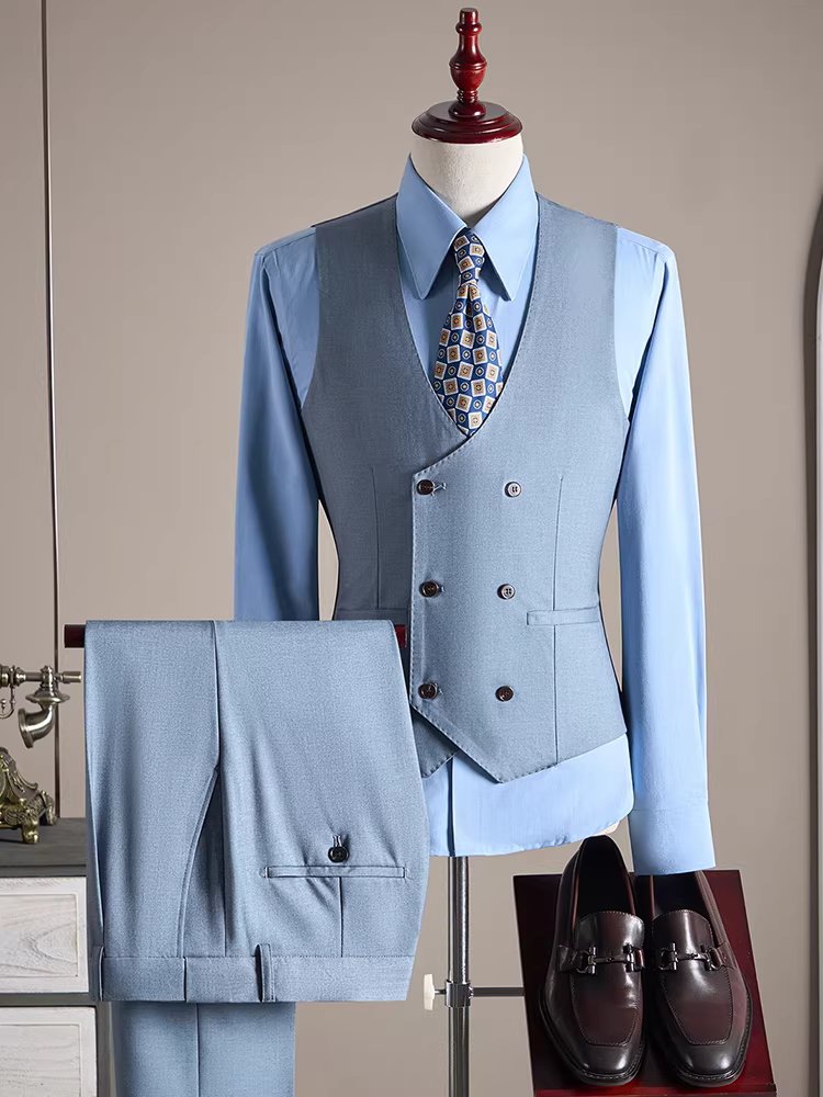 Bộ vest nam hai hàng khuy bằng len Merino Tencel Lyocell, trang phục dạ hội công sở, vest cao cấp nhẹ nhàng sang trọng