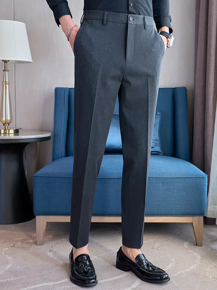 Quần âu nam chất liệu dày dặn, kiểu dáng mới thời trang xuân thu, ôm dáng, dài, đa năng, thích hợp cho công việc và trang phục lịch sự.