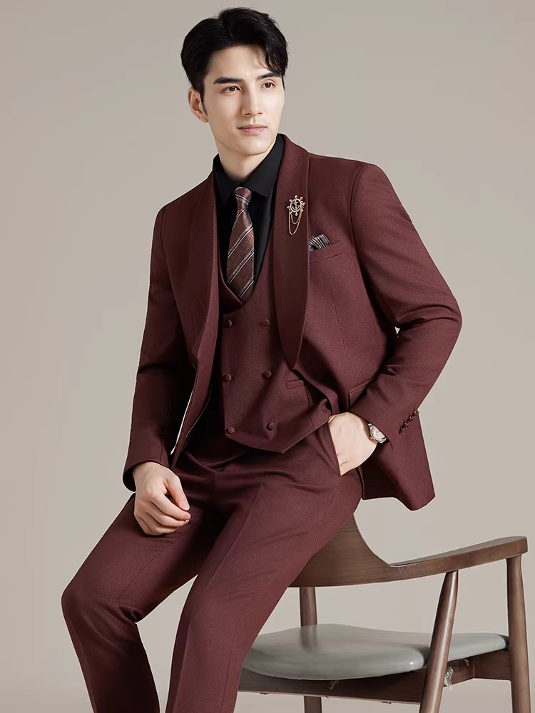 Bộ vest màu xanh lá cây dành cho nam, chất lượng cao, kiểu dáng ôm body, lịch lãm, thích hợp cho dạ hội, trang phục công sở, vest cưới chú rể, bộ ba món.