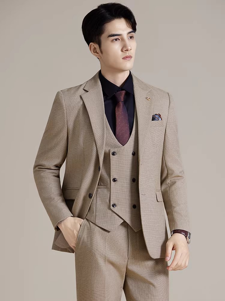 Bộ vest nam kiểu Hàn Quốc, dáng ôm, lịch lãm, thời trang, trang phục công sở, vest cưới cao cấp, bộ ba món