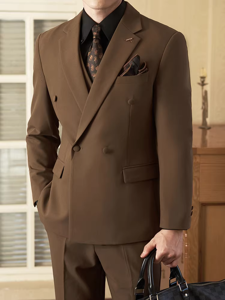 Bộ vest nam kiểu Anh, dáng ôm, chất liệu lịch sự, trang phục công sở sang trọng, bộ vest cao cấp ba mảnh dành cho đám cưới, tiệc chiêu đãi