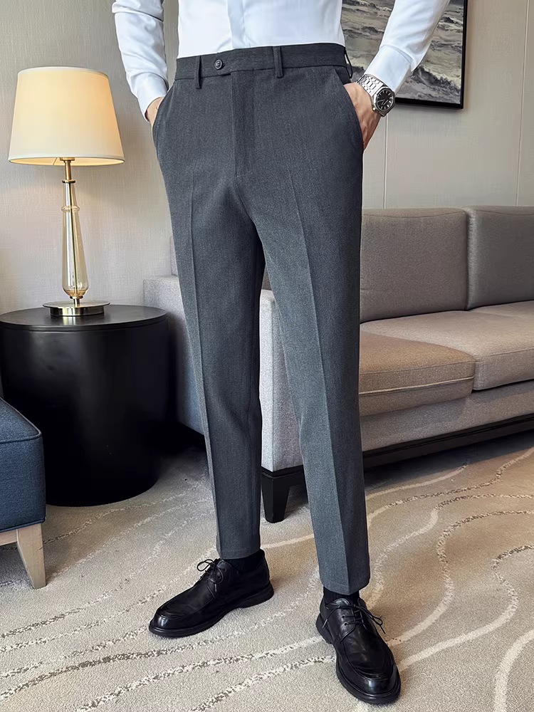 Quần âu nam cao cấp, thời trang xuân thu mới, kiểu dáng lịch lãm, ôm dáng, ống côn.