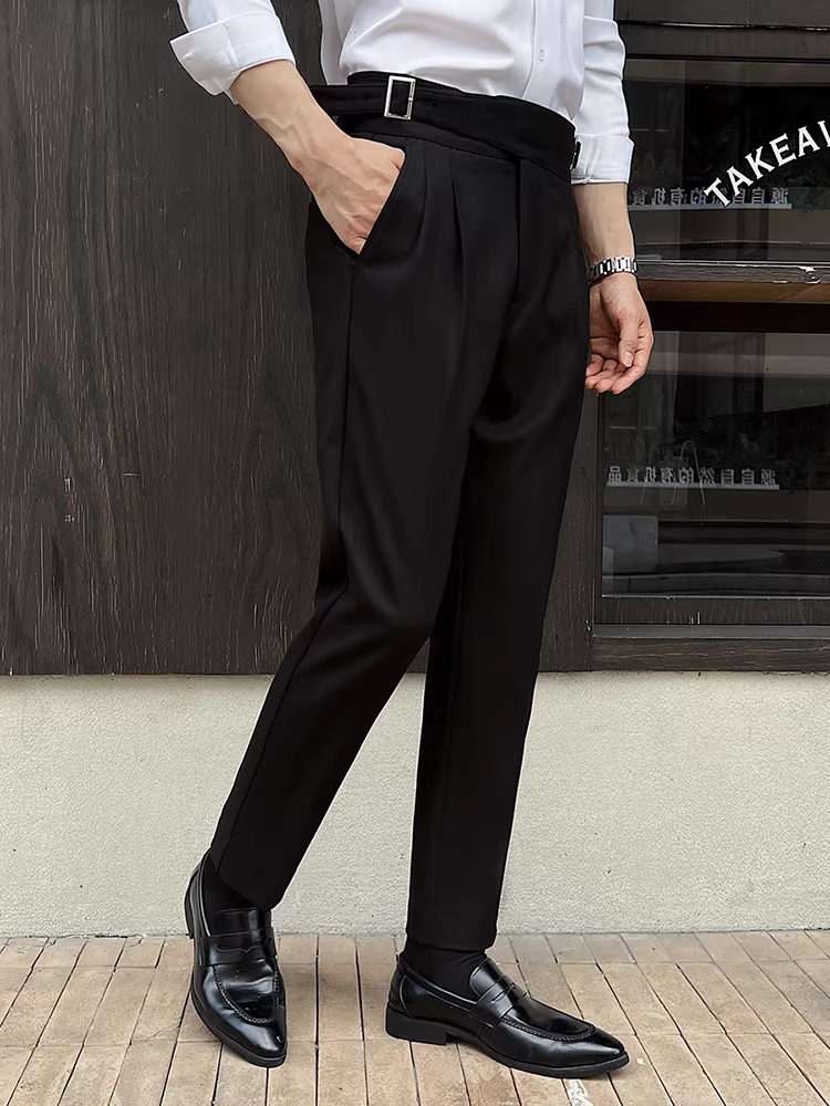 Quần âu nam Naples cạp cao, kiểu dày mùa thu đông, phong cách công sở lịch lãm, đa năng, cao cấp, dáng ôm vừa vặn.