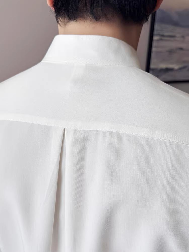 Áo sơ mi nam dài tay cổ đứng kiểu Trung Quốc mới có cúc ẩn, cao cấp, hợp thời trang, ôm dáng, chống nhăn, dễ chăm sóc, áo sơ mi trắng công sở